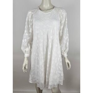 Calvin‎ Klein Chiffon Shift Dress Women 6 NWT 3/4 Sleeve Round Neck Lined